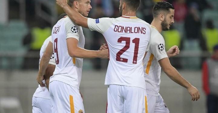 Dzeko_Gonalons_Roma_Qarabag_lapresse_2017