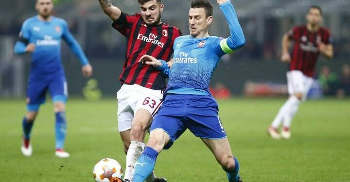 Cutrone_Koscielny_Milan_Arsenal_lapresse_2018