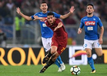 Florenzi_Jorginho_Mertens_Roma_Napoli_lapresse_2018