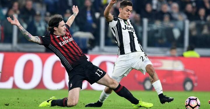 Romagnoli_Dybala_tiro_Milan_Juventus_lapresse_2017