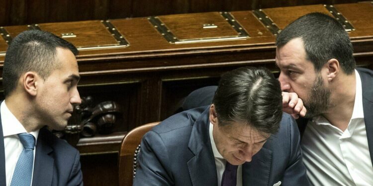 Luigi Di Maio, Giuseppe Conte e Matteo Salvini (LaPresse)