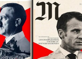 Macron come Hitler sul magazine di Le Monde (Twitter)