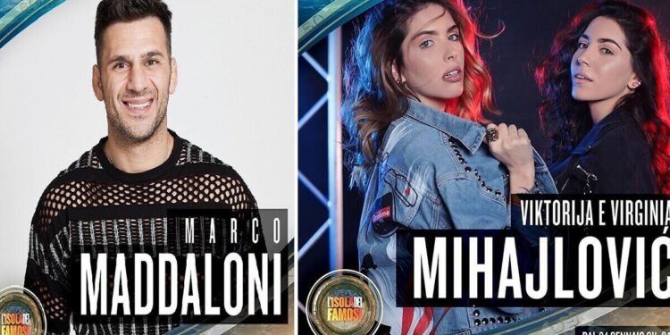 Marco Maddaloni e le sorelle Mihajlovic all'Isola dei Famosi 2019