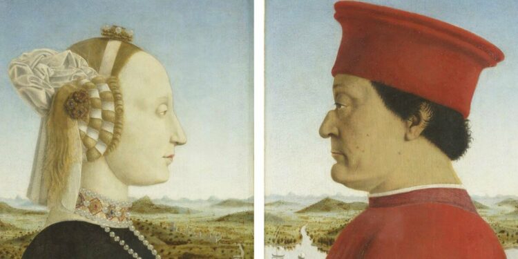 Piero della Francesca, Doppio ritratto dei duchi di Urbino (1465-72) (Battista sfrza e Federico da Montefeltro)