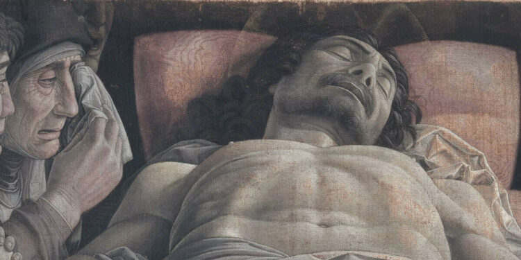 Andrea Mantegna, Lamento sul Cristo morto (1475-78, particolare)