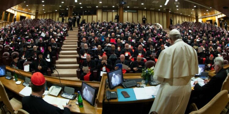 Papa Francesco parla al summit sulla protezione dei minori nella Chiesa (Lapresse)