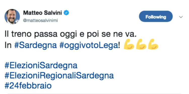 Il tweet di Salvini