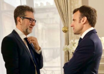 Fabio Fazio ed Emmanuel Macron (foto Twitter)