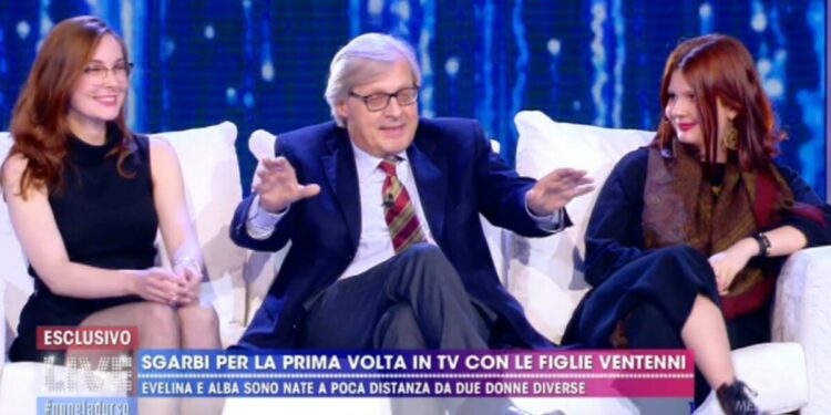 Da sinistra: Alba Sgarbi, Vittorio Sgarbi, Evelina Sgarbi.