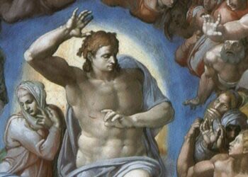 Michelangelo, Cappella Sistina. Particolare del Giudizio universale (1535-41)