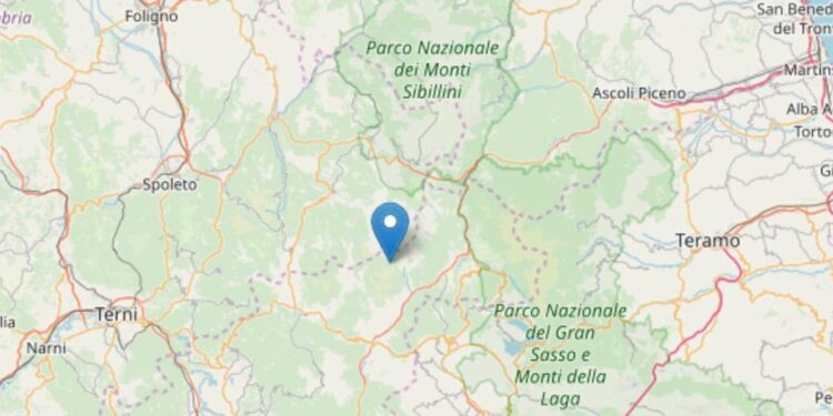 Terremoto oggi a Rieti, foto da INGV