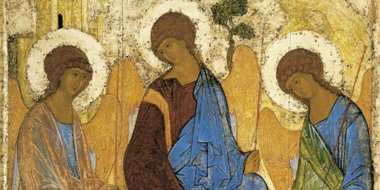 Andrei Rublev, La Trinità (1420-30), particolare