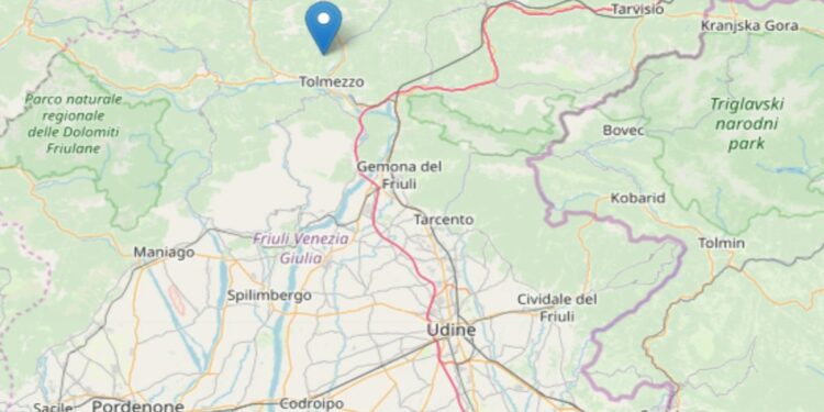 Terremoto oggi Udine, M 3.8