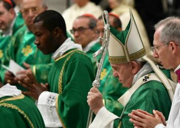 Papa Francesco apre in San Pietro il Sinodo sull'Amazzonia (LaPresse)