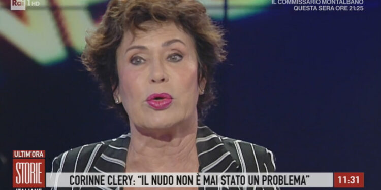 Corinne Clery a Storie Italiane (Rai)