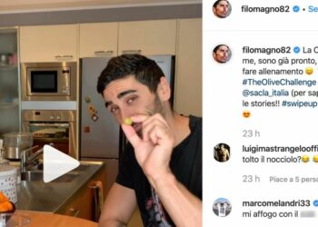 Filippo Magnini, olive challenge su Instagram