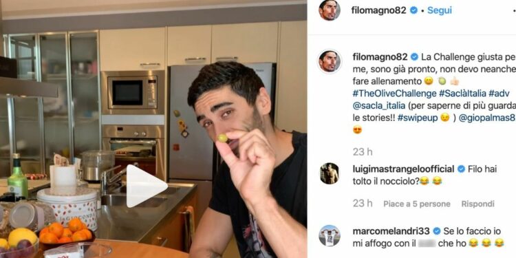 Filippo Magnini, olive challenge su Instagram