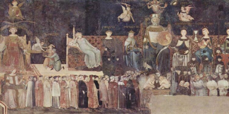 Ambrogio Lorenzetti, Allegoria del buongoverno (particolare) (1338-39)