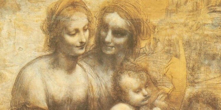 Un particolare della copertina del libro, che riproduce il "Cartone di sant'Anna"