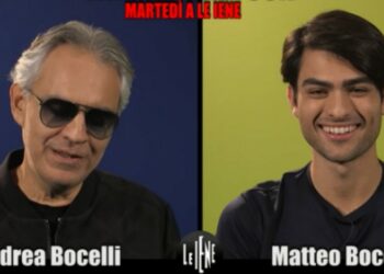 Andrea Bocelli e il figlio Matteo, foto Iene