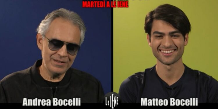 Andrea Bocelli e il figlio Matteo, foto Iene