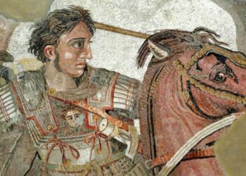 Alessandro Magno in un mosaico del 100 a.C. raffigurante la battaglia di Isso (Wikipedia)