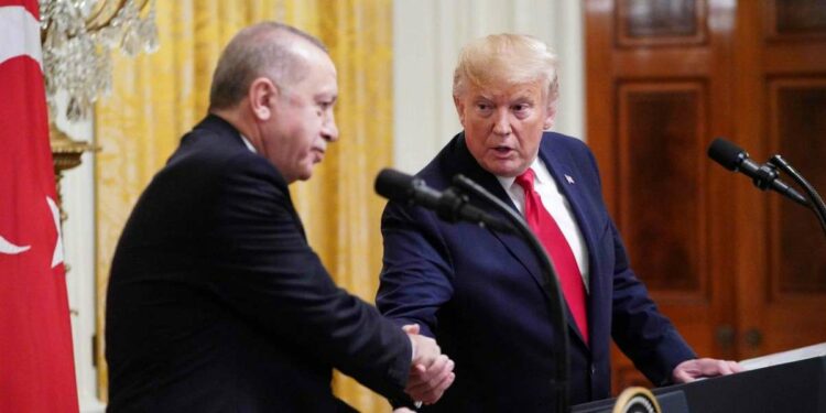 Recep Tayyip Erdogan, presidente turco, con il presidente americano Donald Trump (LaPresse)