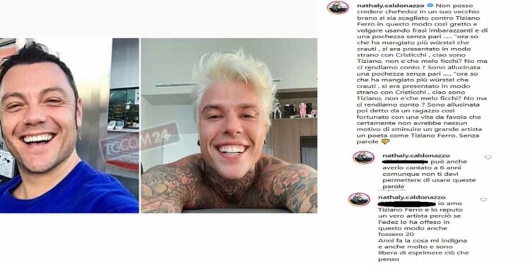 Nathaly Caldonazzo difende Tiziano Ferro e attacca Fedez