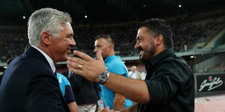 Gattuso e Ancelotti Napoli