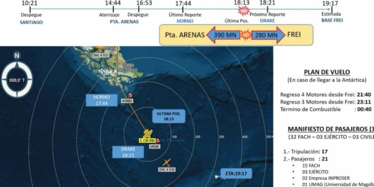 Cile, scomparso aereo militare (foto Twitter da Aeronautica cilena)