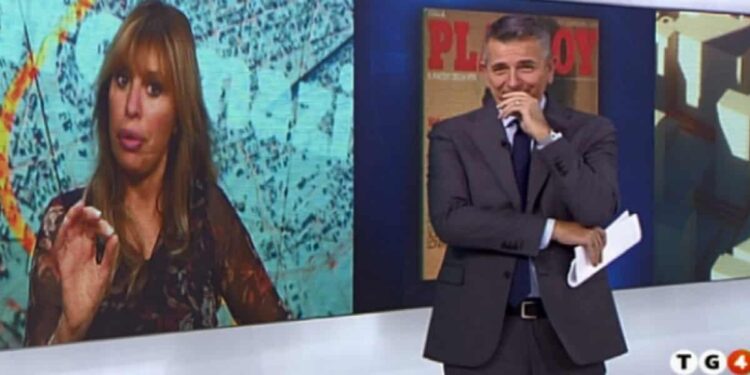 Alessandra Mussolini e Giuseppe Brindisi al Tg 4 - Screenshot da video