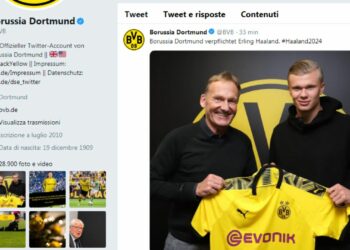 Haaland al Borussia Dortmund (Twitter)