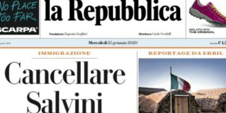 Titolo Repubblica vs Salvini