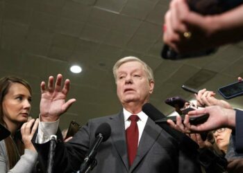 Il sen. Lindsey Graham parla alla stampa (LaPresse)