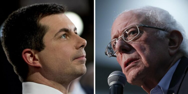 Pete Buttigieg e Bernie Sanders, Dem Usa (LaPresse, 2020)