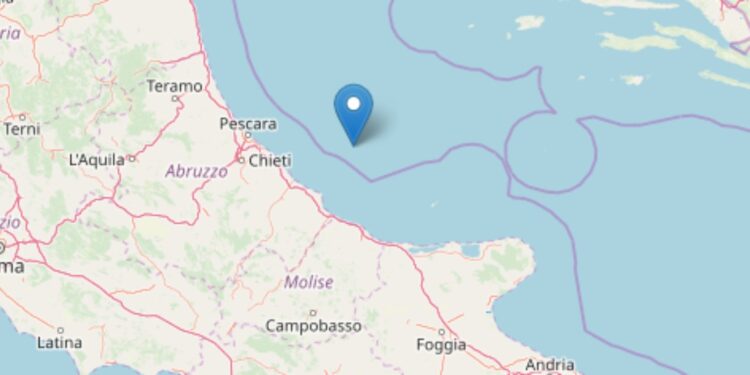 Terremoto nel mar Adriatico centrale