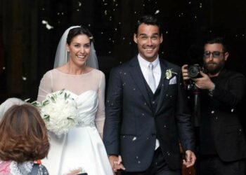 Flavia Pennetta e Fabio Fognini nel giorno del loro matrimonio (Foto LaPresse)