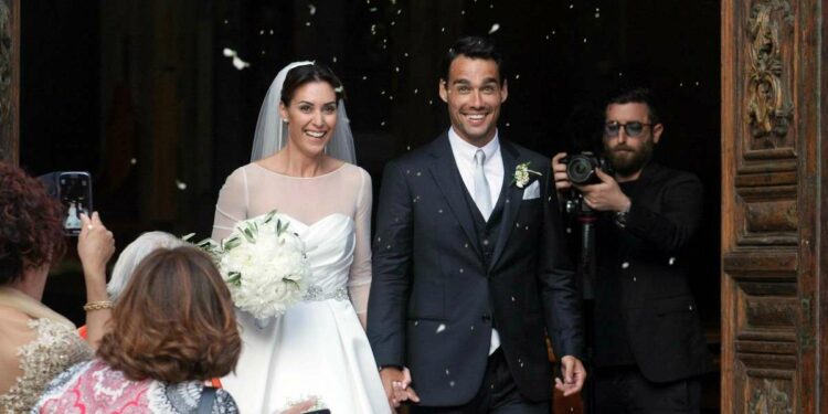 Flavia Pennetta e Fabio Fognini nel giorno del loro matrimonio (Foto LaPresse)