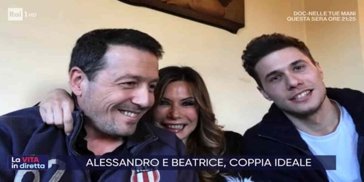 Alessandro Greco, Beatrice Bocci e il figlio Lorenzo a La vita in diretta - Screenshot da video