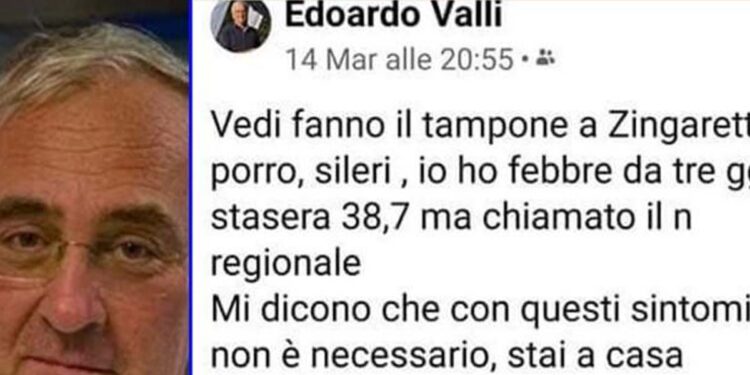 Edoardo Valli medico morto per Coronavirus, Facebook