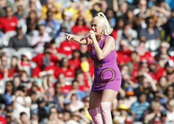 Katy Perry si esibisce alla Coppa del Mondo di cricket (Foto LaPresse)