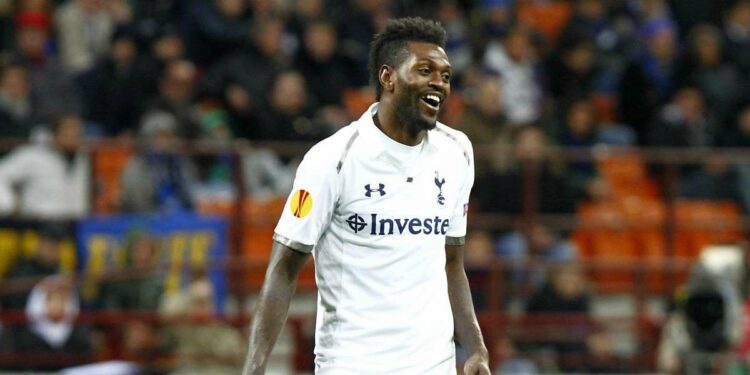 Emmanuel Adebayor con la maglia del Tottenham (Foto LaPresse)