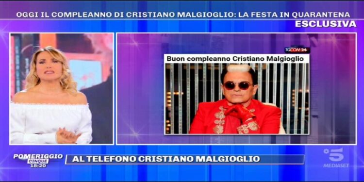 Cristiano Malgioglio in collegamento a Pomeriggio 5