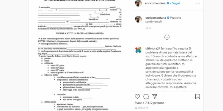 Autocertificazione fake (Instagram)