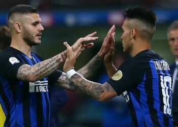 Mauro Icardi e Lautaro Martinez nell'unica stagione trascorsa insieme all'Inter (Foto LaPresse)