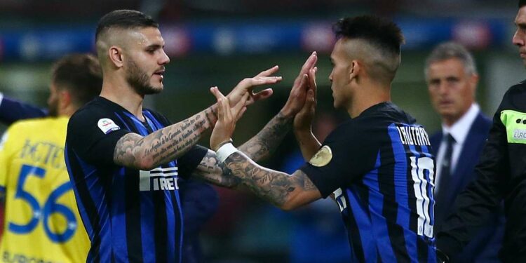 Mauro Icardi e Lautaro Martinez nell'unica stagione trascorsa insieme all'Inter (Foto LaPresse)