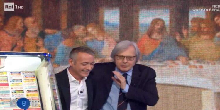 Pierluigi Diaco e Vittorio Sgarbi a Io e te - Screenshot da video