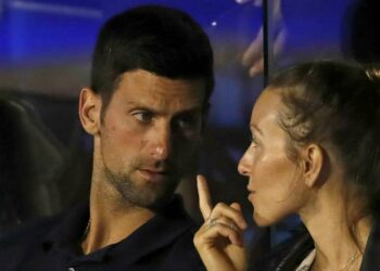 Novak Djokovic e la moglie Jelena Ristic (Foto LaPresse)