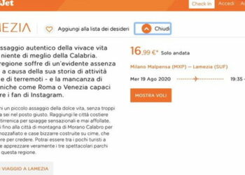 Pubblicità Easyjet sulla Calabria