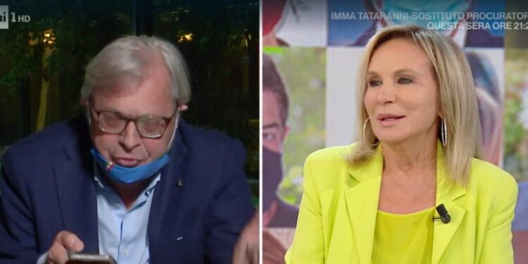 Vittorio Sgarbi e Rosanna Lambertussi a La vita in diretta - Screenshot da video